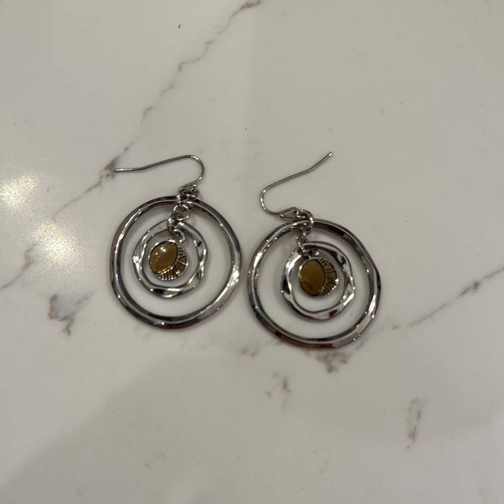 Gold tone and Silver tone Modern Drop Earrings